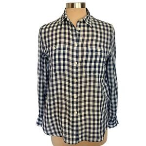 Denim & Supply Ralph Lauren Utility Blue White Gingham Button Down Shirt Women M